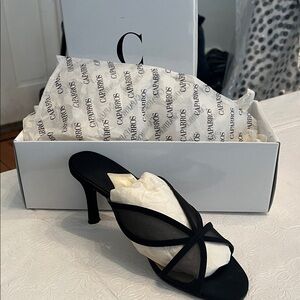 Caparros Black Mesh Heeled Mules